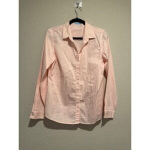 J McLaughlin Pink Stripe Egyptian Cotton Button Down Shirt Womens Size 10
